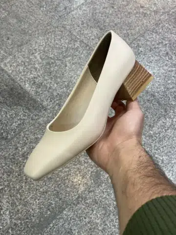کفش زنانه پاشنه چوبی پنجه مربعی کد 21860